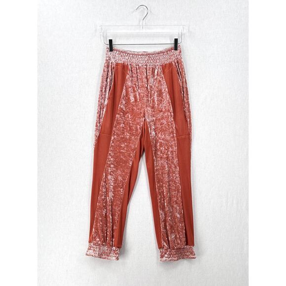 FREE PEOPLE HAH HOT AS HELL 1 Track Mind Pants Women Small Crushed Velvet Jogger - Picture 4 of 16